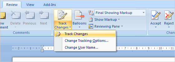 track changes in word